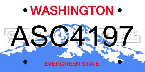 ASC4197 Washington License Plate