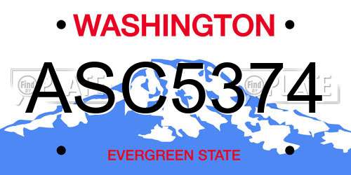 ASC5374 Washington License Plate