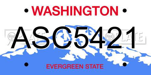 ASC5421 Washington License Plate