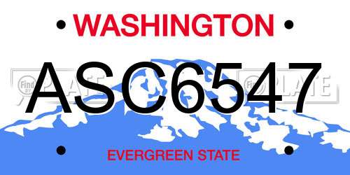ASC6547 Washington License Plate