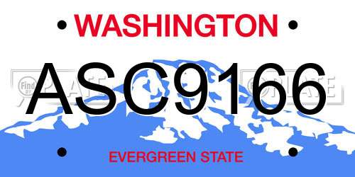 ASC9166 Washington License Plate