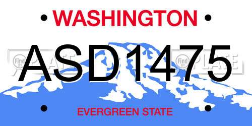 ASD1475 Washington License Plate