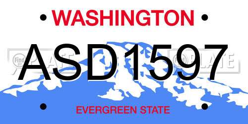 ASD1597 Washington License Plate