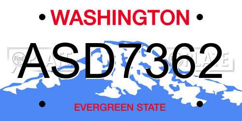 ASD7362 Washington License Plate