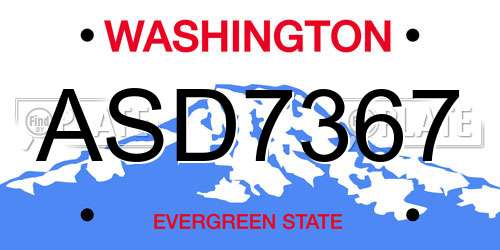 ASD7367 Washington License Plate