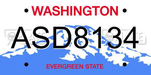 ASD8134 Washington License Plate