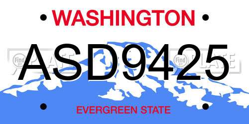 ASD9425 Washington License Plate