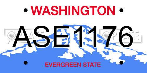 ASE1176 Washington License Plate