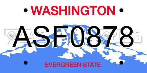 ASF0878 Washington License Plate