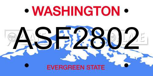 ASF2802 Washington License Plate