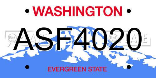 ASF4020 Washington License Plate