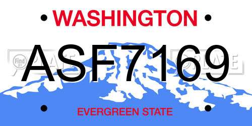 ASF7169 Washington License Plate