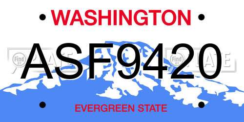 ASF9420 Washington License Plate