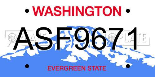 ASF9671 Washington License Plate
