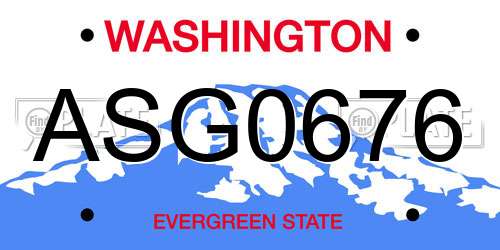 ASG0676 Washington License Plate