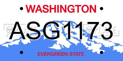 ASG1173 Washington License Plate