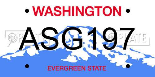 ASG197 Washington License Plate