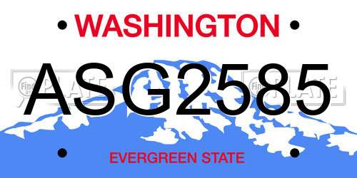 ASG2585 Washington License Plate