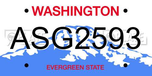 ASG2593 Washington License Plate