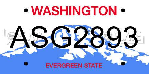 ASG2893 Washington License Plate