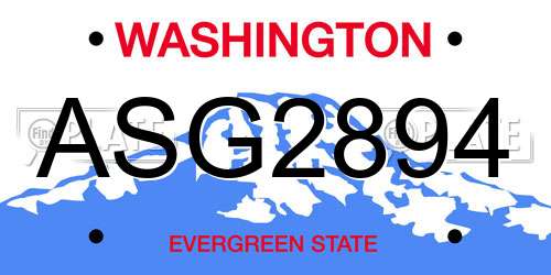 ASG2894 Washington License Plate