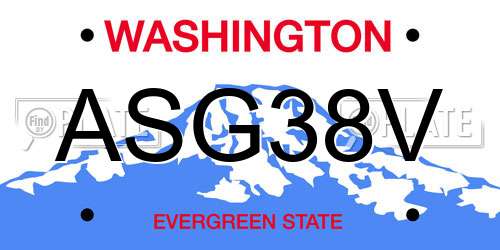 ASG38V Washington License Plate
