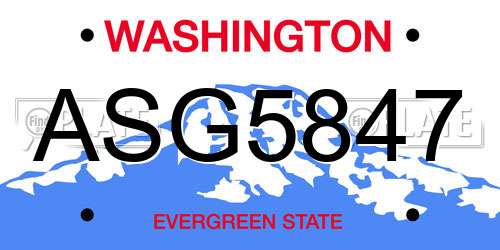 ASG5847 Washington License Plate