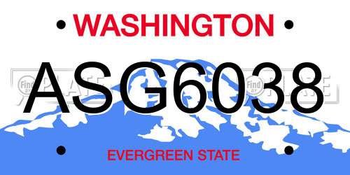 ASG6038 Washington License Plate