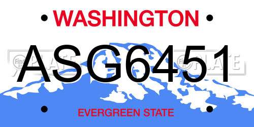 ASG6451 Washington License Plate