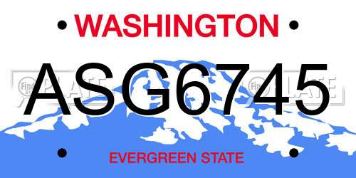 ASG6745 Washington License Plate