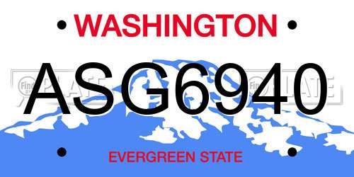 ASG6940 Washington License Plate