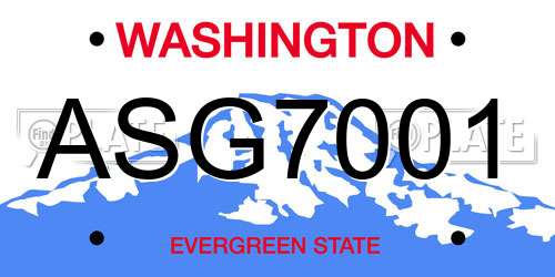 ASG7001 Washington License Plate