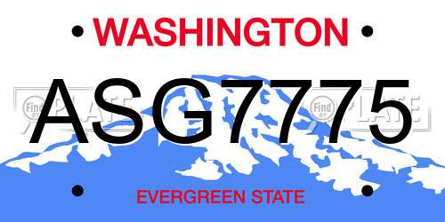 ASG7775 Washington License Plate
