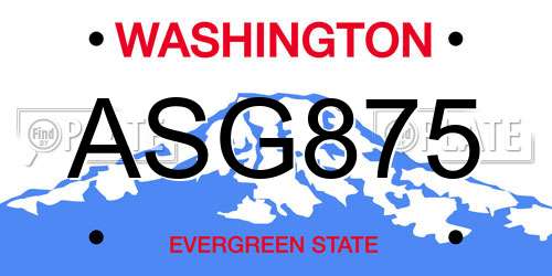 ASG875 Washington License Plate