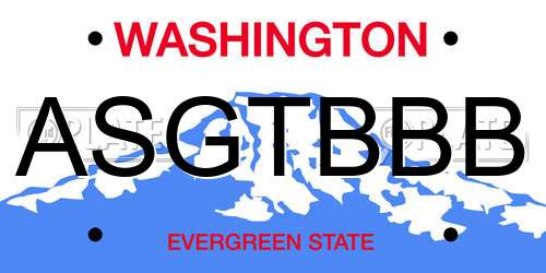 ASGTBBB Washington License Plate