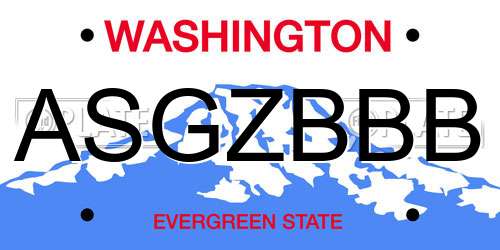 ASGZBBB Washington License Plate