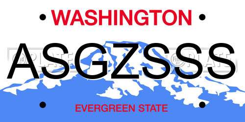 ASGZSSS Washington License Plate