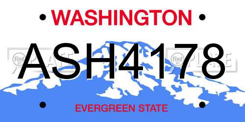 ASH4178 Washington License Plate