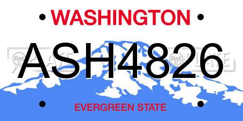 ASH4826 Washington License Plate