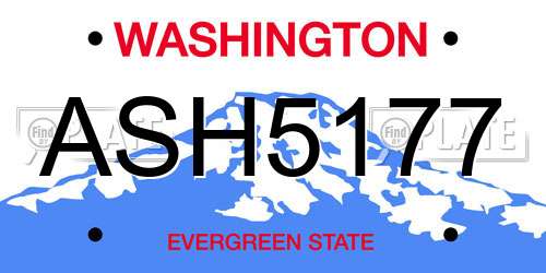 ASH5177 Washington License Plate