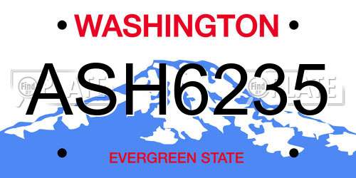 ASH6235 Washington License Plate