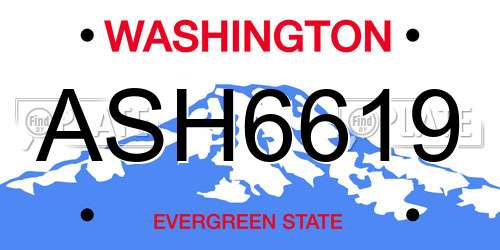 ASH6619 Washington License Plate
