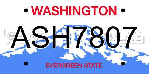 ASH7807 Washington License Plate