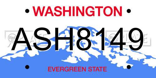 ASH8149 Washington License Plate
