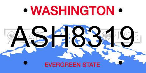 ASH8319 Washington License Plate