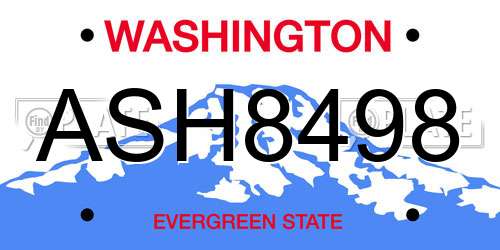 ASH8498 Washington License Plate