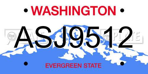 ASJ9512 Washington License Plate