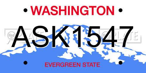 ASK1547 Washington License Plate