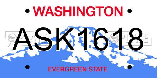 ASK1618 Washington License Plate
