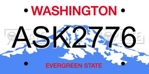 ASK2776 Washington License Plate